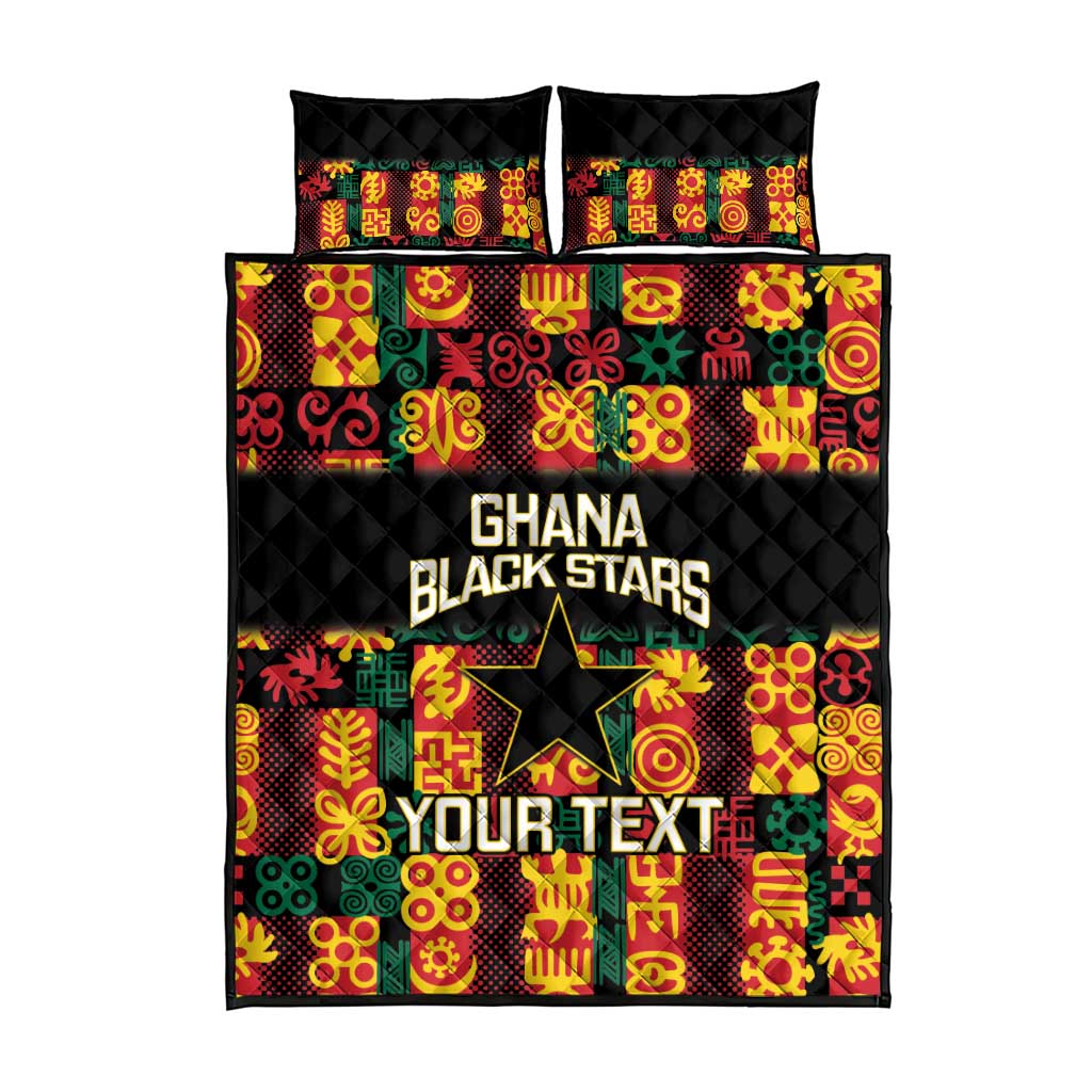 Custom Ghana Football Quilt Bed Set 2025 Go Black Stars Adinkra pattern