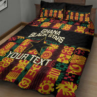 Custom Ghana Football Quilt Bed Set 2025 Go Black Stars Adinkra pattern