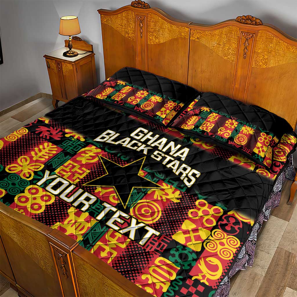 Custom Ghana Football Quilt Bed Set 2025 Go Black Stars Adinkra pattern