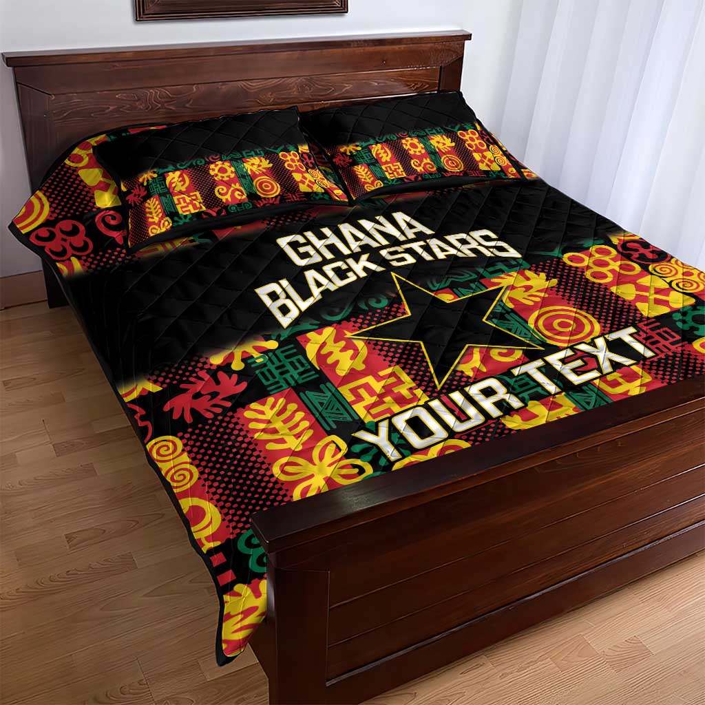 Custom Ghana Football Quilt Bed Set 2025 Go Black Stars Adinkra pattern