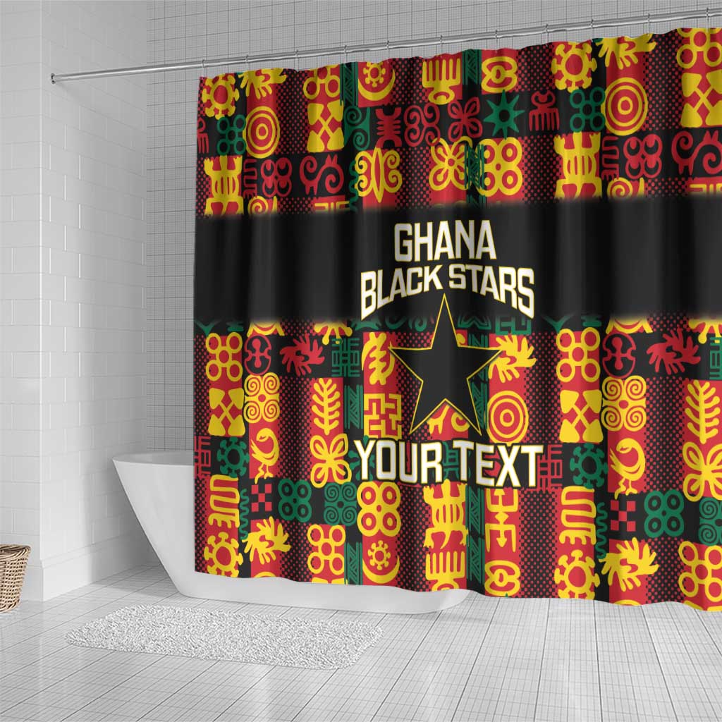 Custom Ghana Football Shower Curtain 2025 Go Black Stars Adinkra pattern