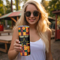Custom Ghana Football Skinny Tumbler 2025 Go Black Stars Adinkra pattern
