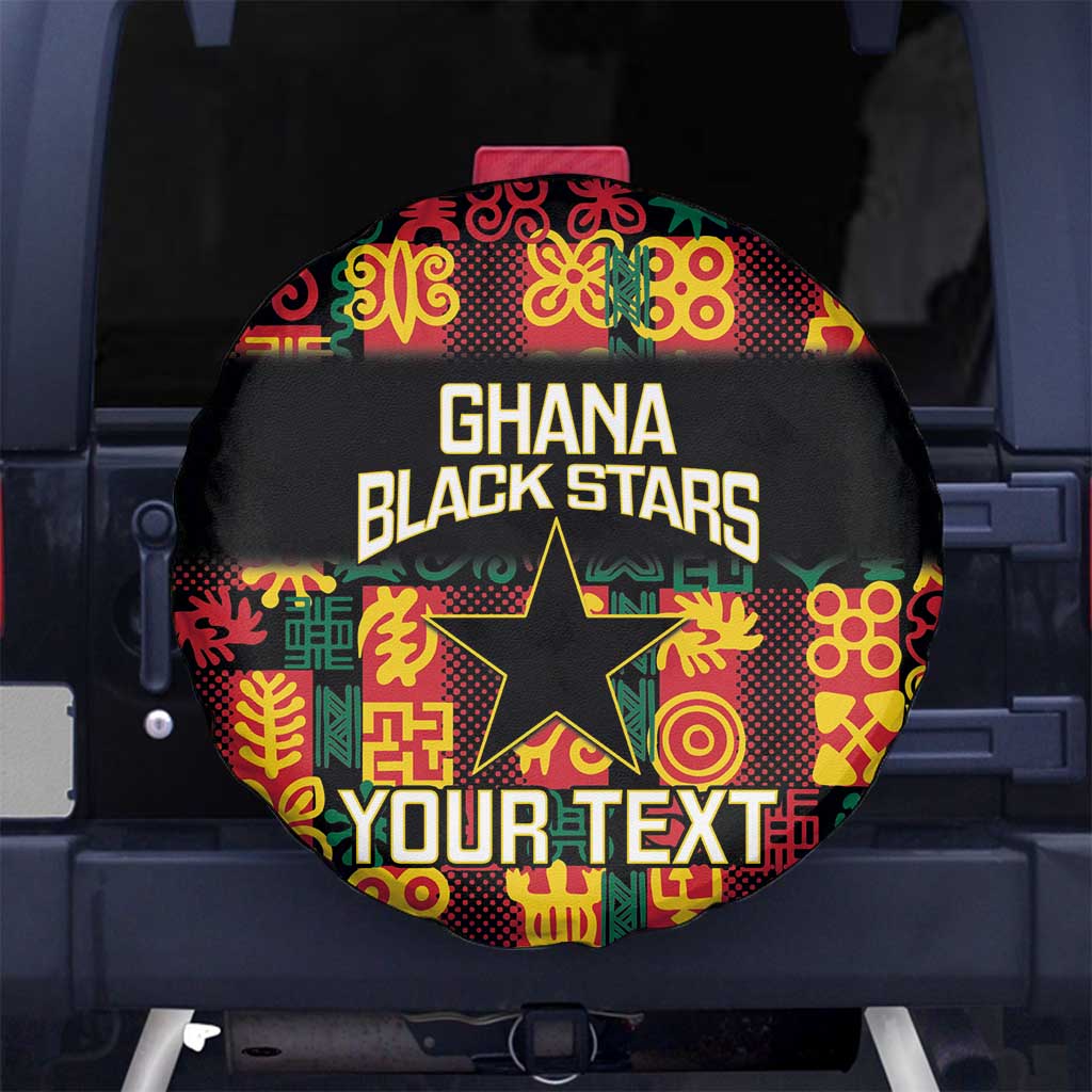 Custom Ghana Football Spare Tire Cover 2025 Go Black Stars Adinkra pattern