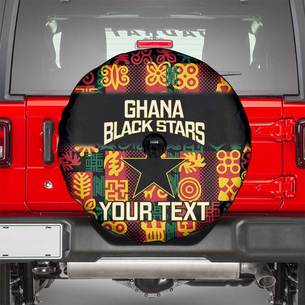Custom Ghana Football Spare Tire Cover 2025 Go Black Stars Adinkra pattern