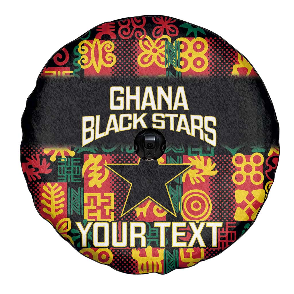 Custom Ghana Football Spare Tire Cover 2025 Go Black Stars Adinkra pattern