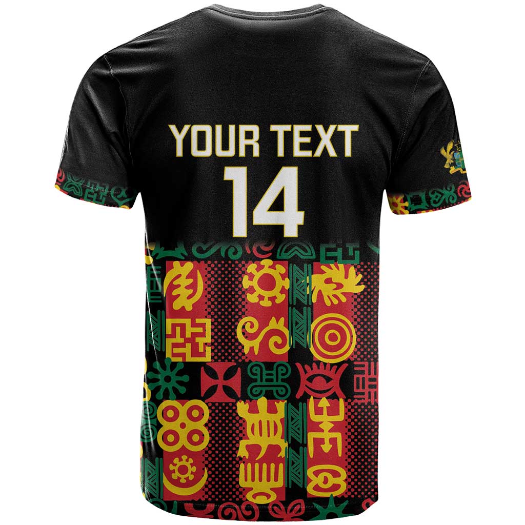 Custom Ghana Football T Shirt 2025 Go Black Stars Adinkra pattern