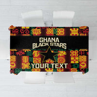 Custom Ghana Football Tablecloth 2025 Go Black Stars Adinkra pattern
