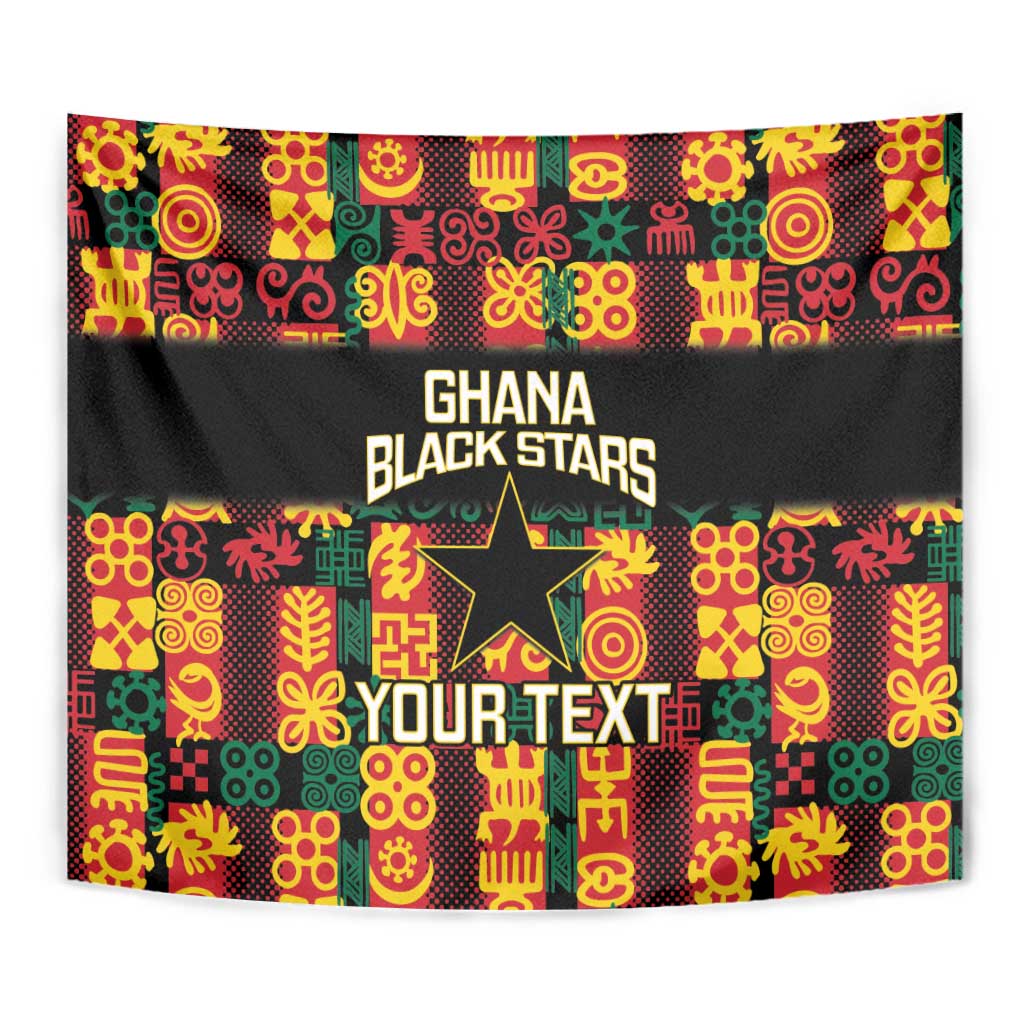 Custom Ghana Football Tapestry 2025 Go Black Stars Adinkra pattern