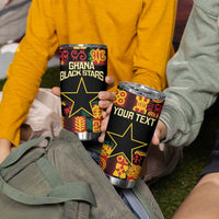 Custom Ghana Football Tumbler Cup 2025 Go Black Stars Adinkra pattern