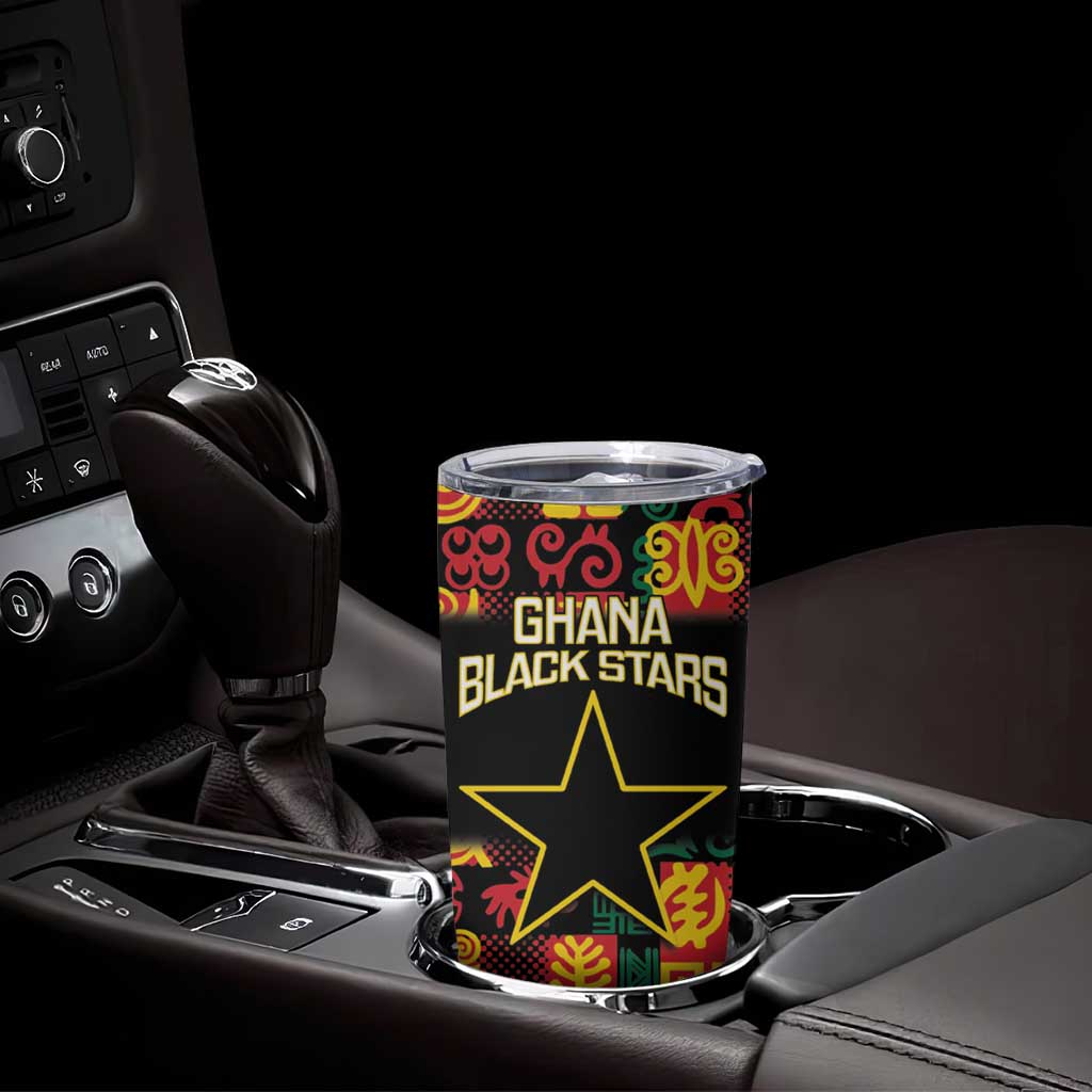 Custom Ghana Football Tumbler Cup 2025 Go Black Stars Adinkra pattern
