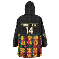 Custom Ghana Football Wearable Blanket Hoodie 2025 Go Black Stars Adinkra pattern