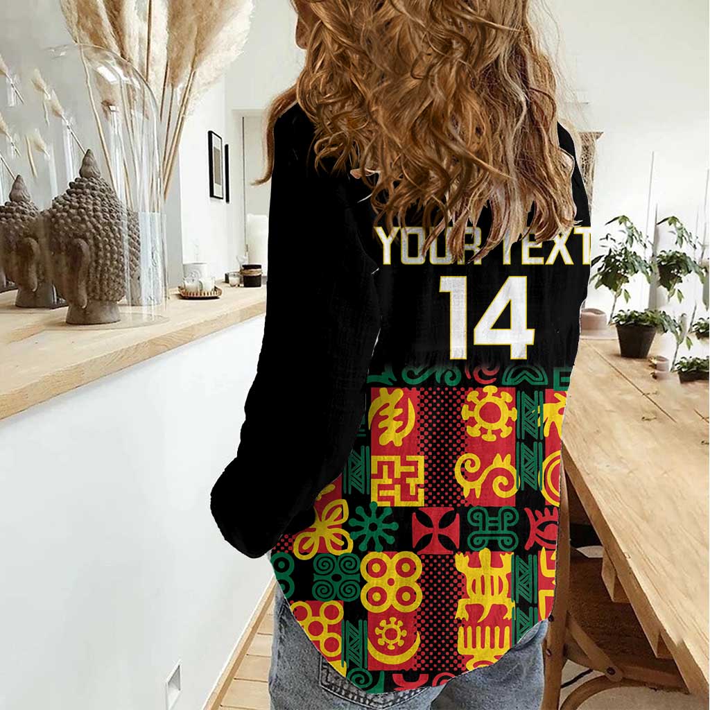 Custom Ghana Football Women Casual Shirt 2025 Go Black Stars Adinkra pattern