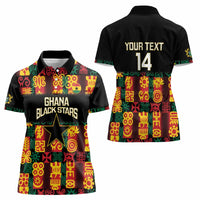 Custom Ghana Football Women Polo Shirt 2025 Go Black Stars Adinkra pattern