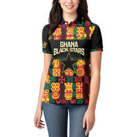 Custom Ghana Football Women Polo Shirt 2025 Go Black Stars Adinkra pattern