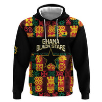 Custom Ghana Football Zip Hoodie 2025 Go Black Stars Adinkra pattern
