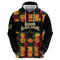 Custom Ghana Football Zip Hoodie 2025 Go Black Stars Adinkra pattern