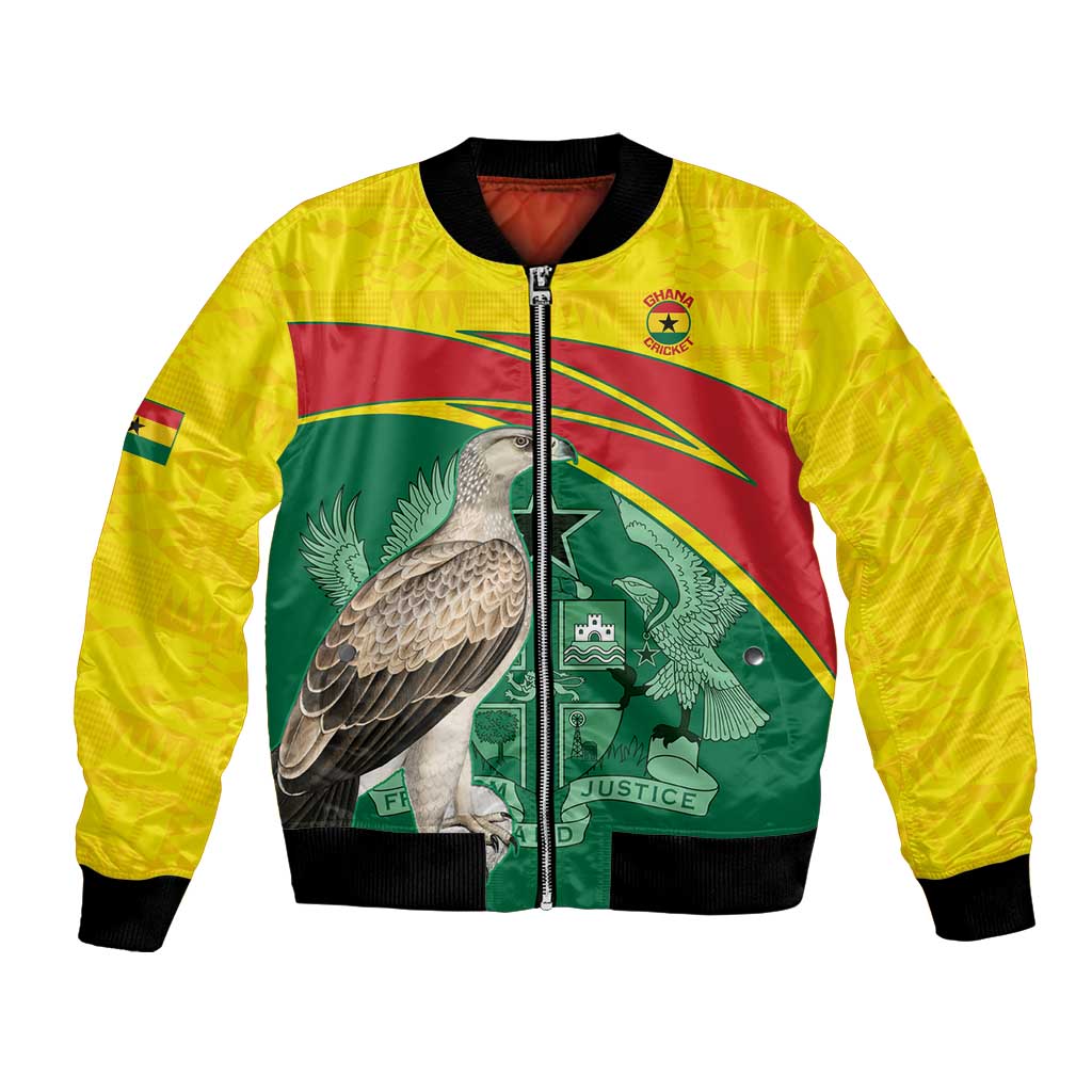 Custom Ghana Cricket Bomber Jacket Go Ghanaian Tawny Eagle