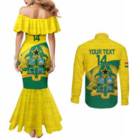 Custom Ghana Cricket Couples Matching Mermaid Dress and Long Sleeve Button Shirt Go Ghanaian Tawny Eagle