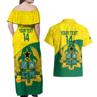 Custom Ghana Cricket Couples Matching Off Shoulder Maxi Dress and Hawaiian Shirt Go Ghanaian Tawny Eagle