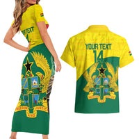 Custom Ghana Cricket Couples Matching Short Sleeve Bodycon Dress and Hawaiian Shirt Go Ghanaian Tawny Eagle