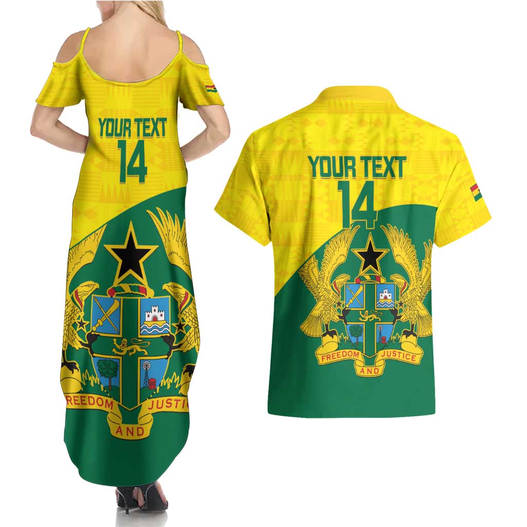 Custom Ghana Cricket Couples Matching Summer Maxi Dress and Hawaiian Shirt Go Ghanaian Tawny Eagle