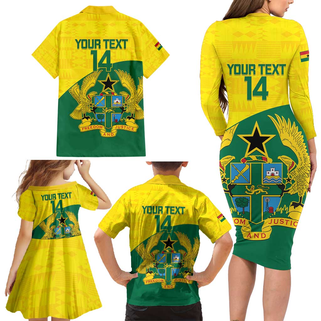 Custom Ghana Cricket Family Matching Long Sleeve Bodycon Dress and Hawaiian Shirt Go Ghanaian Tawny Eagle