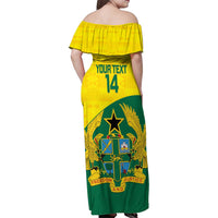 Custom Ghana Cricket Family Matching Off Shoulder Maxi Dress and Hawaiian Shirt Go Ghanaian Tawny Eagle