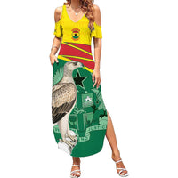 Custom Ghana Cricket Family Matching Summer Maxi Dress and Hawaiian Shirt Go Ghanaian Tawny Eagle