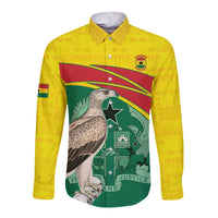 Custom Ghana Cricket Long Sleeve Button Shirt Go Ghanaian Tawny Eagle