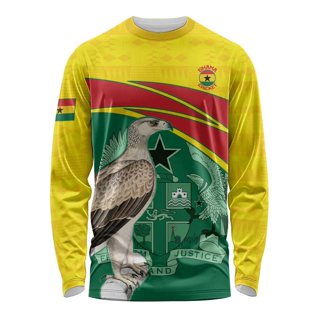 Custom Ghana Cricket Long Sleeve Shirt Go Ghanaian Tawny Eagle