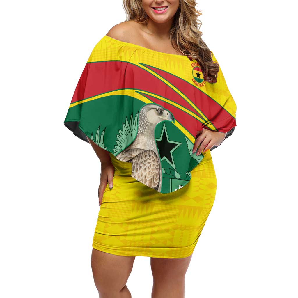Custom Ghana Cricket Off Shoulder Short Dress Go Ghanaian Tawny Eagle