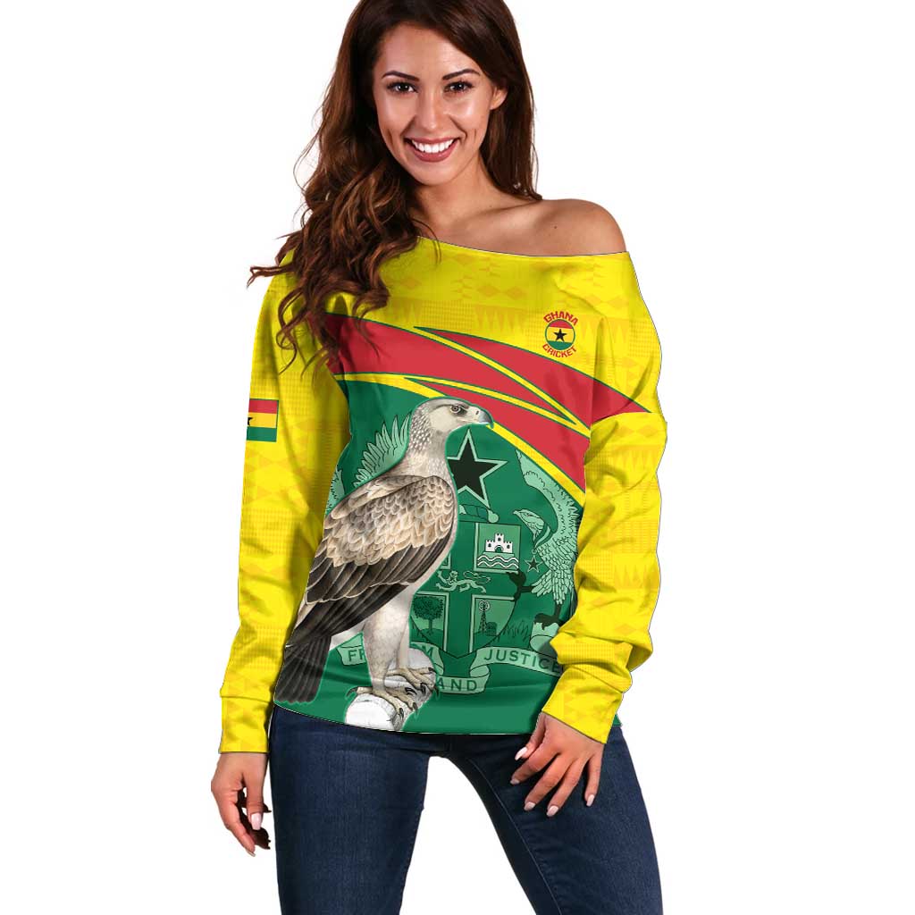 Custom Ghana Cricket Off Shoulder Sweater Go Ghanaian Tawny Eagle