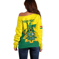 Custom Ghana Cricket Off Shoulder Sweater Go Ghanaian Tawny Eagle