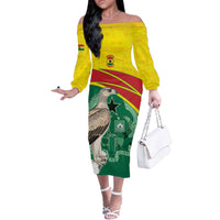 Custom Ghana Cricket Off The Shoulder Long Sleeve Dress Go Ghanaian Tawny Eagle
