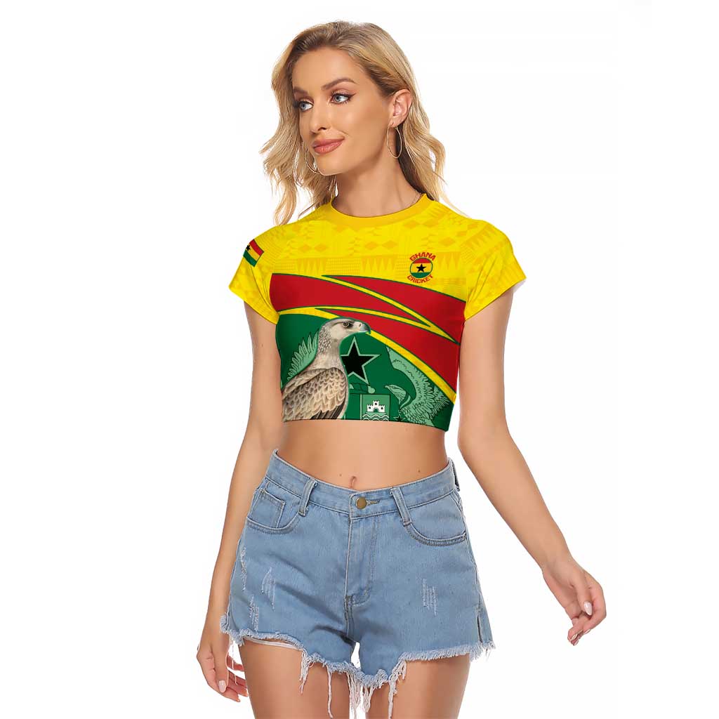 Custom Ghana Cricket Raglan Cropped T Shirt Go Ghanaian Tawny Eagle