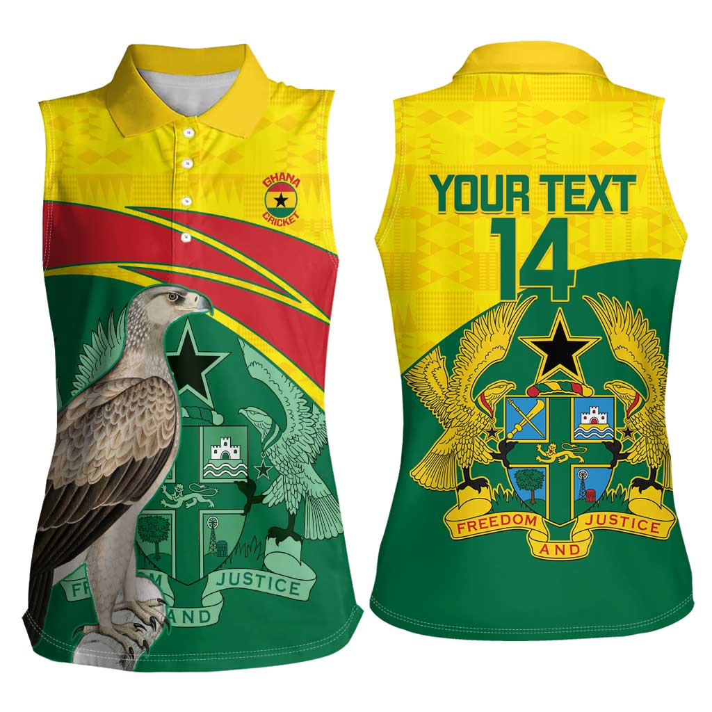 Custom Ghana Cricket Women Sleeveless Polo Shirt Go Ghanaian Tawny Eagle