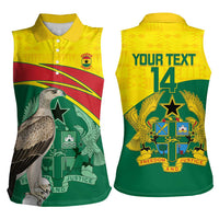 Custom Ghana Cricket Women Sleeveless Polo Shirt Go Ghanaian Tawny Eagle