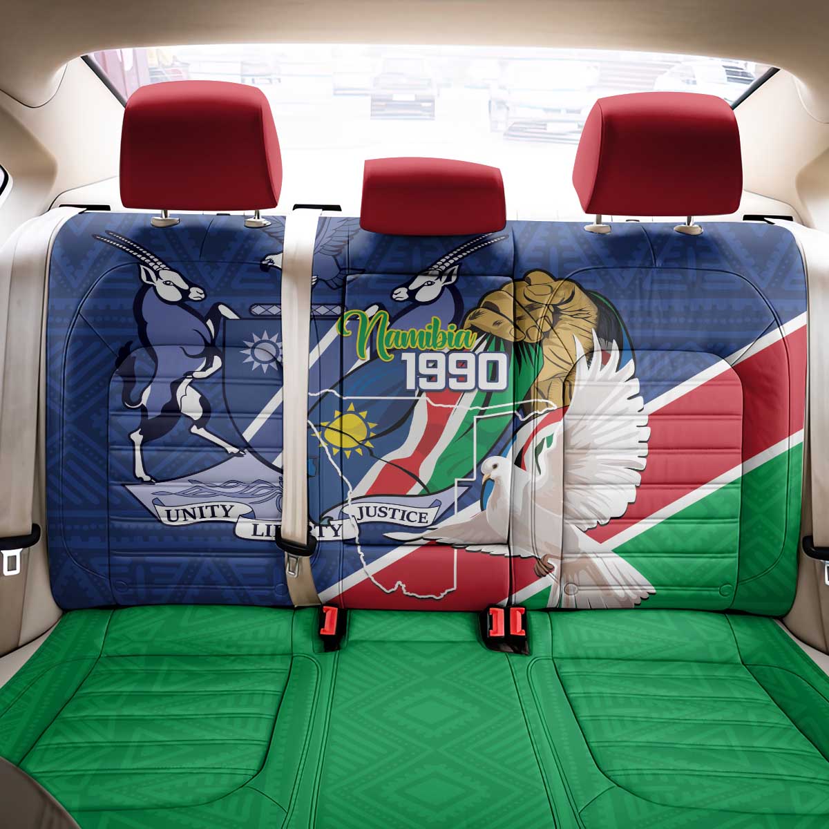 Namibia 1990 Back Car Seat Cover Independence Anniversary African Pattern