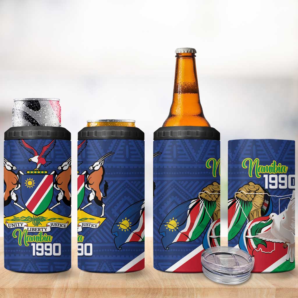 Namibia 1990 4 in 1 Can Cooler Tumbler Independence Anniversary African Pattern