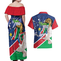Namibia 1990 Couples Matching Off Shoulder Maxi Dress and Hawaiian Shirt Independence Anniversary African Pattern