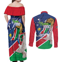 Namibia 1990 Couples Matching Off Shoulder Maxi Dress and Long Sleeve Button Shirt Independence Anniversary African Pattern
