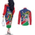 Namibia 1990 Couples Matching Off The Shoulder Long Sleeve Dress and Long Sleeve Button Shirt Independence Anniversary African Pattern