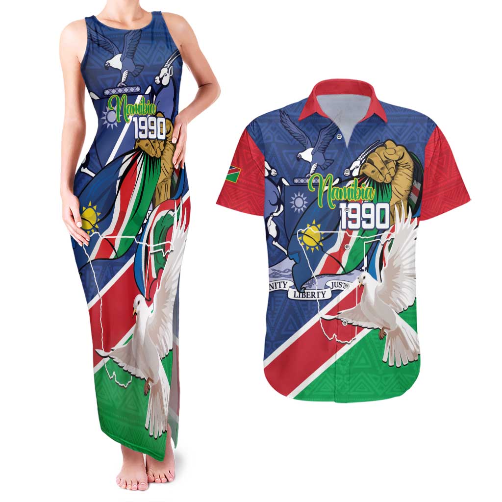 Namibia 1990 Couples Matching Tank Maxi Dress and Hawaiian Shirt Independence Anniversary African Pattern