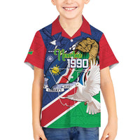 Namibia 1990 Family Matching Off Shoulder Short Dress and Hawaiian Shirt Independence Anniversary African Pattern