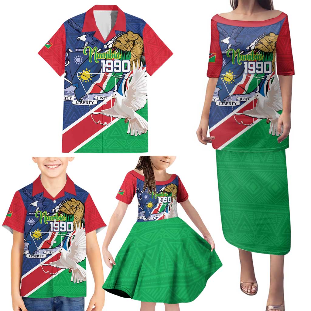 Namibia 1990 Family Matching Puletasi and Hawaiian Shirt Independence Anniversary African Pattern