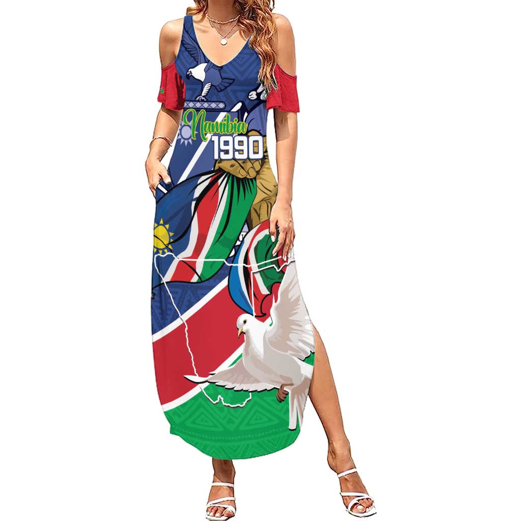Namibia 1990 Family Matching Summer Maxi Dress and Hawaiian Shirt Independence Anniversary African Pattern
