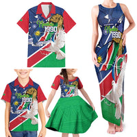 Namibia 1990 Family Matching Tank Maxi Dress and Hawaiian Shirt Independence Anniversary African Pattern