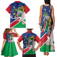 Namibia 1990 Family Matching Tank Maxi Dress and Hawaiian Shirt Independence Anniversary African Pattern