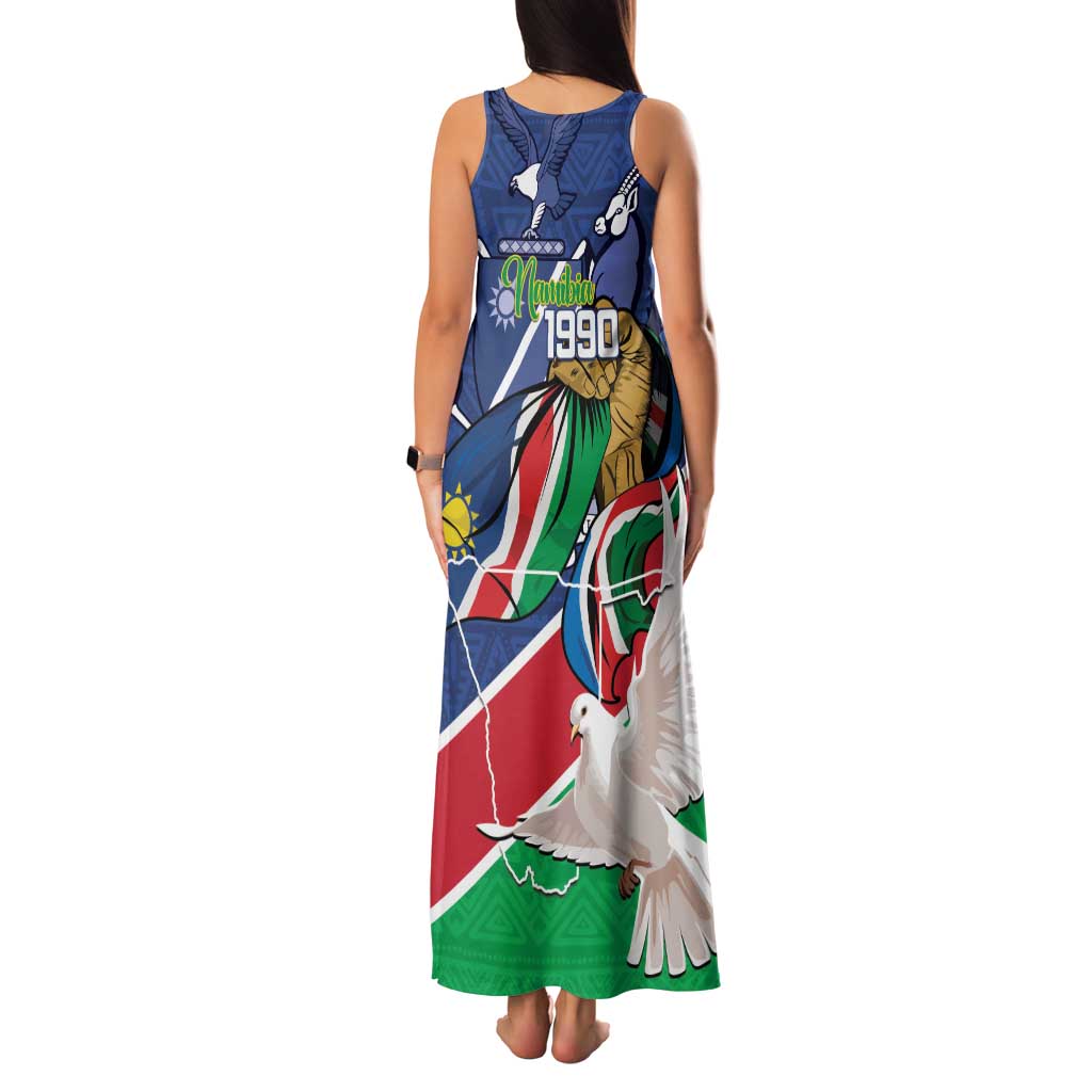 Namibia 1990 Family Matching Tank Maxi Dress and Hawaiian Shirt Independence Anniversary African Pattern