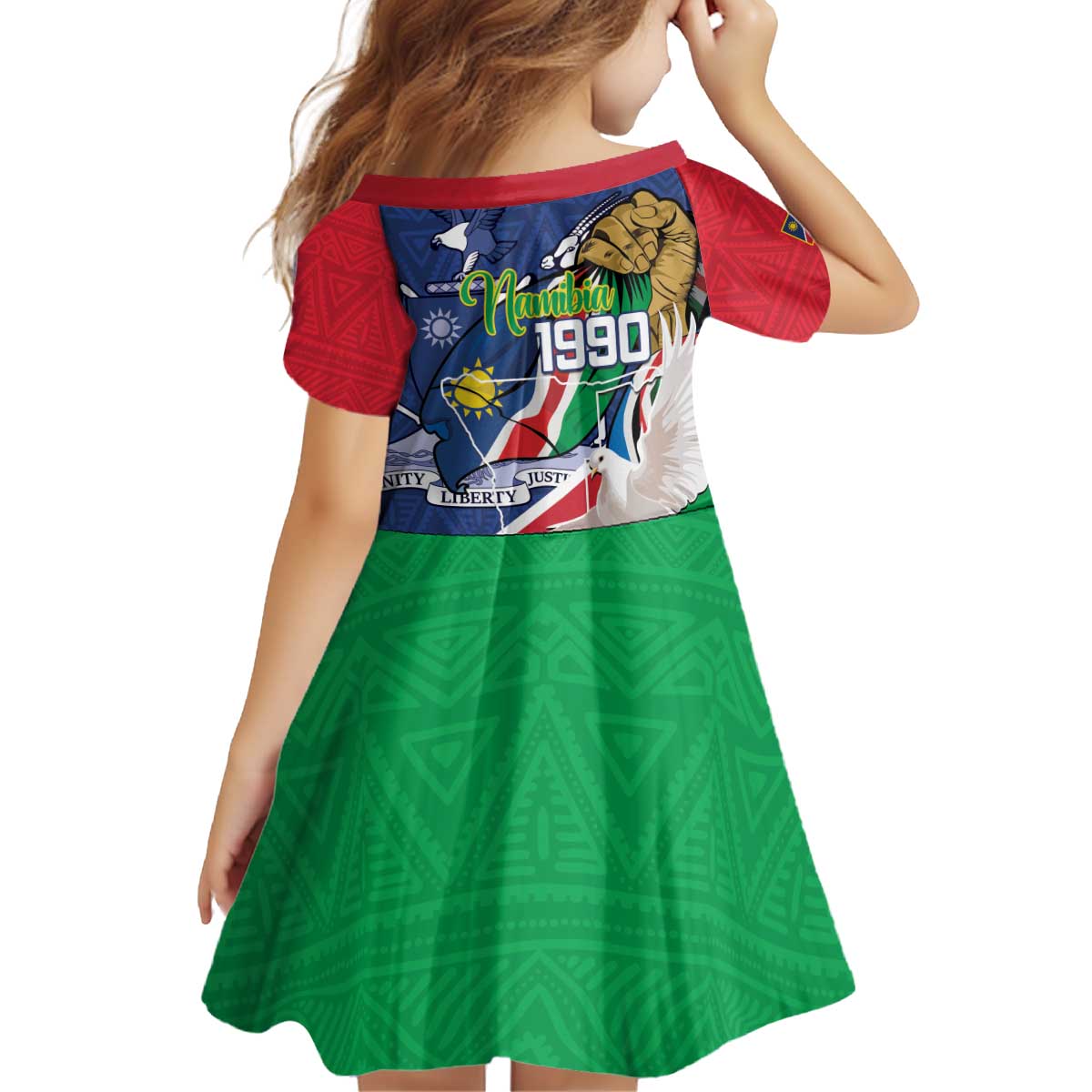 Namibia 1990 Kid Short Sleeve Dress Independence Anniversary African Pattern
